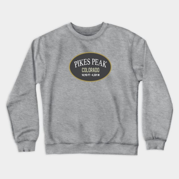 Pikes Peak Colorado Gray Oval Crewneck Sweatshirt by TGKelly